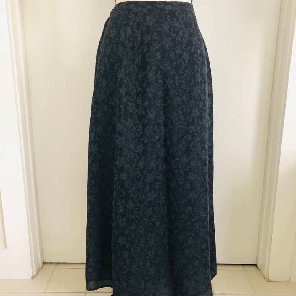 Talbots Gray Floral Designed Maxi Skirt